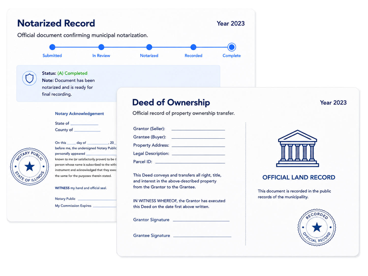 Organized documents representing careful preparation